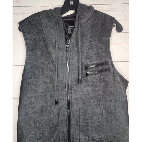 Barr 3 Woven-Hang Black Sea Medium Grey Hooded Full Zip Vest - Picture 5 of 11